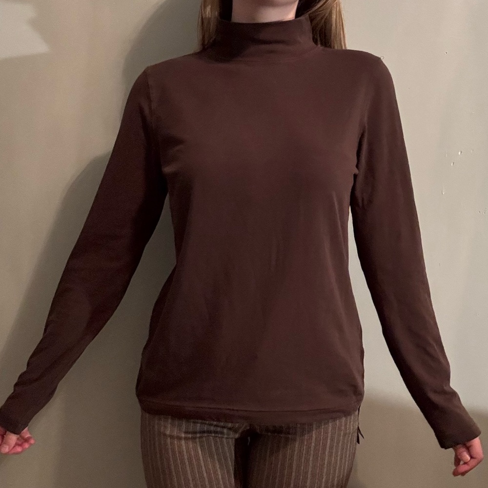 Croft & Borrow Brown Mock Neck Long Sleeve Shirt